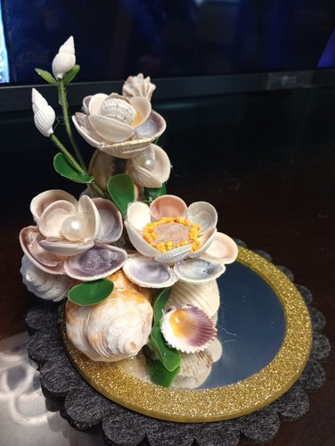 5"/4,5" Handmade seashells Flowers with a real Florida seashell - Picture 3 of 5