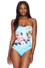 JETS Women's Flora Bandeau One-Piece Swimsuit in Aquamarine US Size 4 L16025