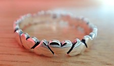 size 5 6 7 8 or 9 Sterling Silver 4mm wide Solid Hearts Around Thin band Ring