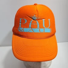 Otto Collection Trucker Hat Men One Size Orange Polyester Mesh Snapback Pau Maui
