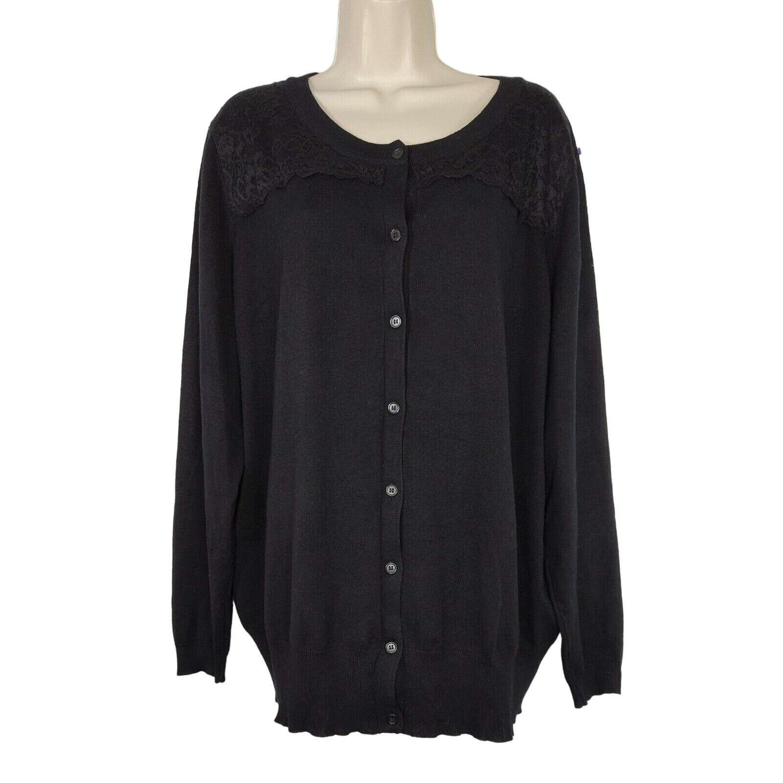 Lane Bryant Button Up Cardigan Sweater Women Size 18 Black Lace