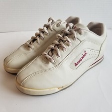 Vintage Brunswick Capri II Bowling Shoes White Leather Lace-Up Womens Size 6