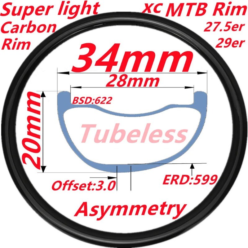 Superlight 29/27.5er 650B XC Mountain Bike Carbon Fiber Rims