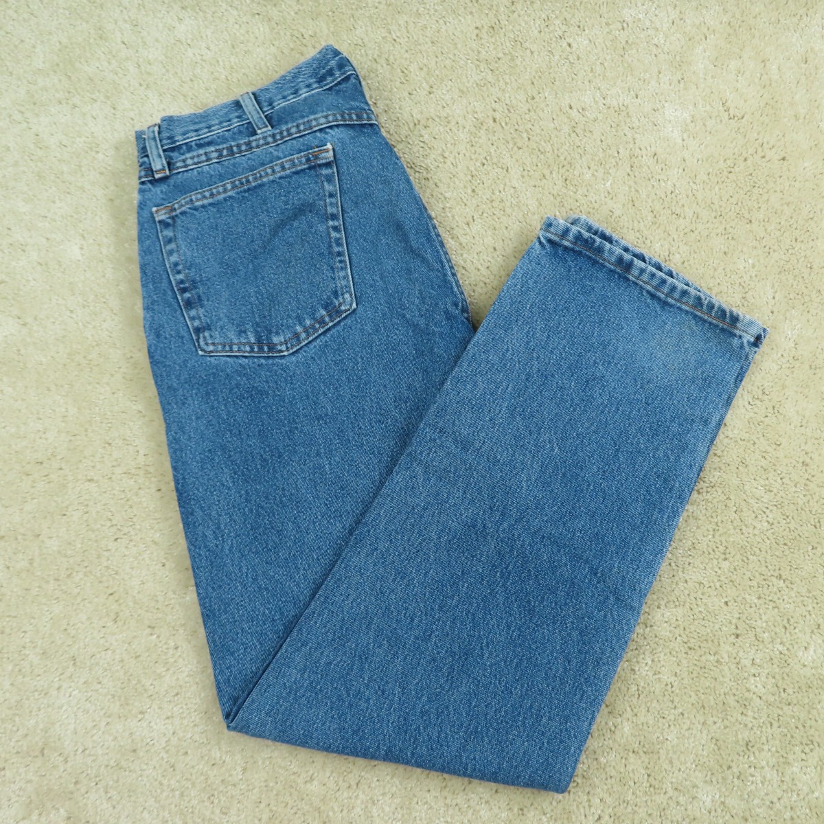 Rustler Jeans Adult 36x32 Blue Denim Regular Fit Straight Cut Workwear Mens