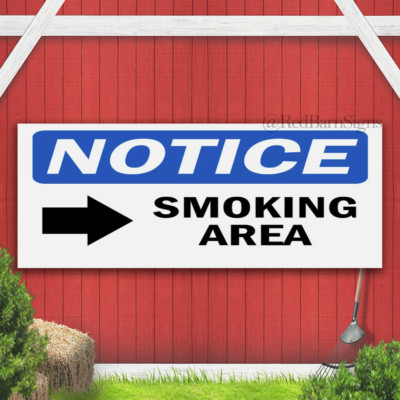 Smoking Area [Right Arrow] Notice Banner Sign