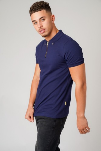 Polo uomo maglietta collo 1/4 zip pullover manica corta top DON jeans - Foto 8 di 28