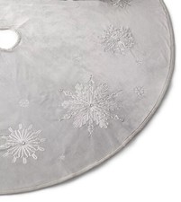Holiday Silver Snowflake Embellished Christmas Tree Skirt Cover Floor Mat, Gray