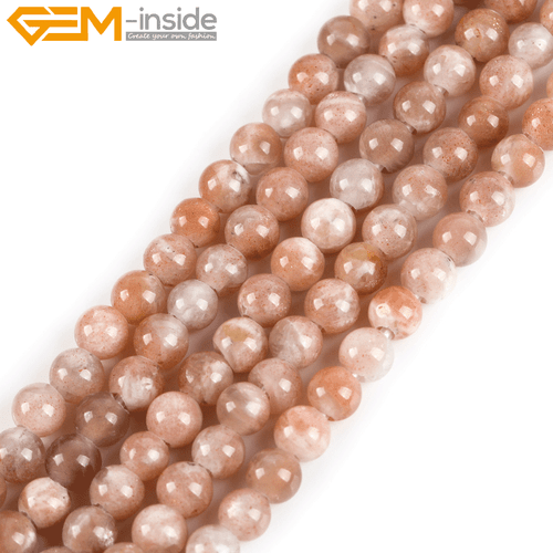 Natural Sunstone Round Loose Beads 15" Big Hole Stone Beads Jewelry Making Craft - Picture 15 of 34