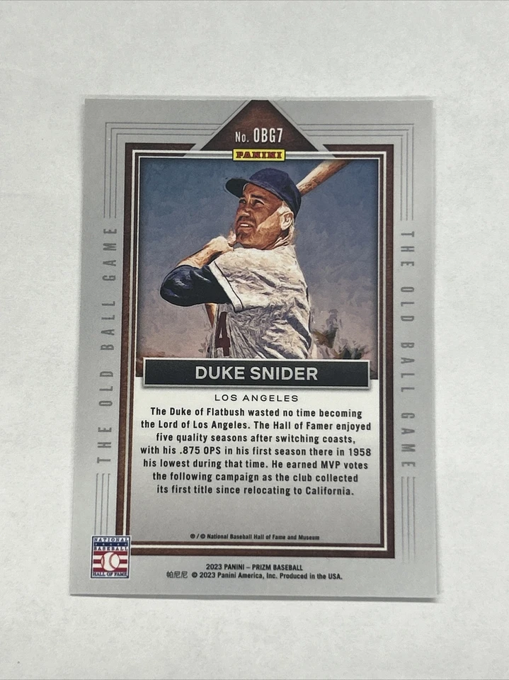 2023 Prizm Baseball The Old Ball Game Duke Snider #OBG7 Los Angeles Dodgers - Image 2 of 2