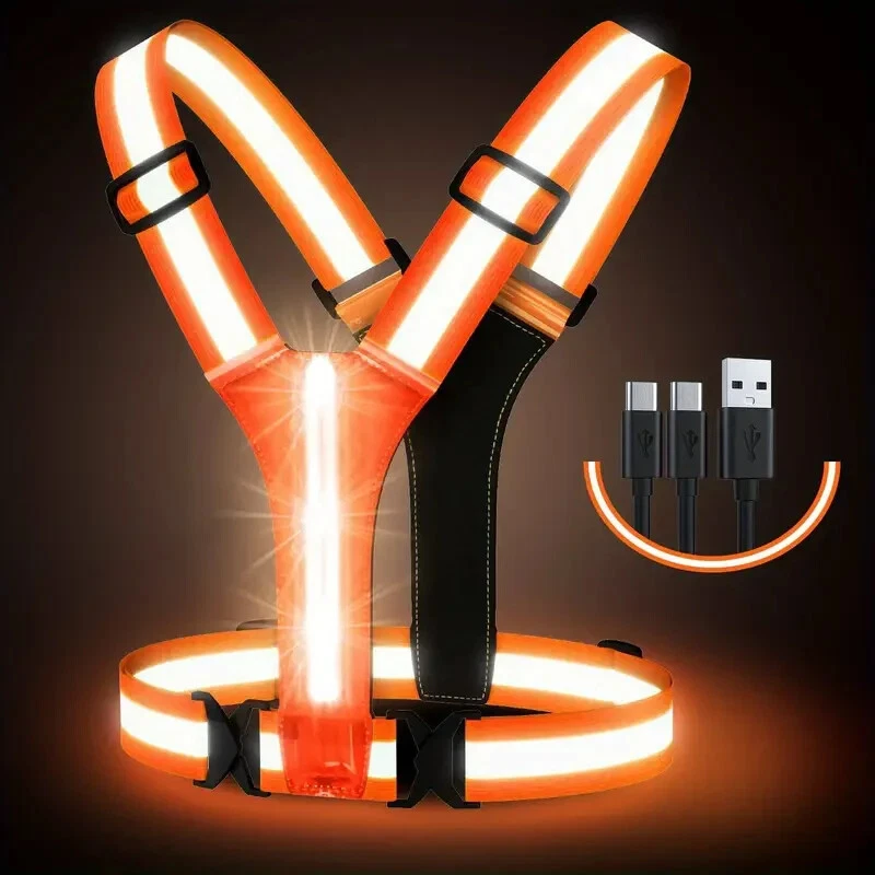 High Visibility Rechargeable LED Light Up Running Vest, Adjustable Night Running - Image 2 of 4