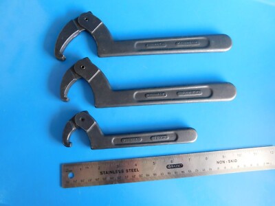 USED,  BLUE POINT TOOLS  ADJUSTABLE HOOK SPANNER WRENCHS, LOT OF 3