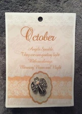 October angel sparkle pin /lapel badge sentimental gift silver colour.