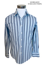Versace Collection White & Blue Dress Shirt Men's  Size 15 3/4 (Euro 40) #10