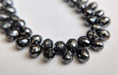 10 Stck. Schwarz Facettiert Diamant Tropfen Facettiert Diamant Träne Tropfen ...