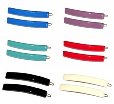 Charles Wahba Small Thin Long Barrette Women Hair Clip Metal Snap Made in France