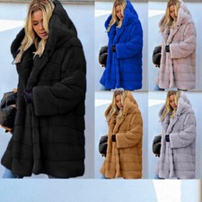 Plus Size Winter Womens Faux Fur Thicken Keep Warm Plush Luxury Coats Hooded New