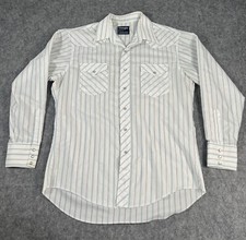 Vtg Wrangler Shirt Western Pearl Snap X-Long Tails Cowboy Cut Reg Fit 16.5-34