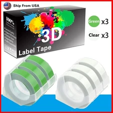 (3Green+3Clear) LabelTape Fit For Dymo 15447 Dymo 814580 Label Makers
