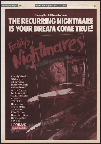 FREDDY'S NIGHTMARES - Original 1988 Trade AD / poster / TV series promo_ Krueger