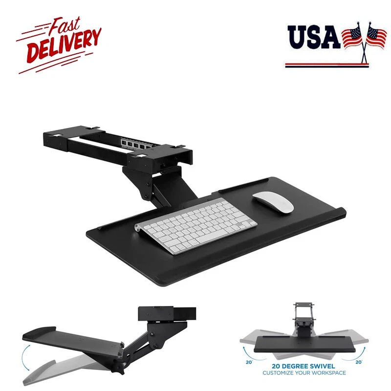 Under Desk Computer Keyboard Mouse Tray Adjustable Ergonomic