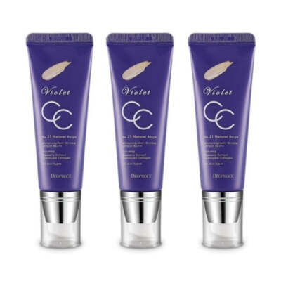 Deoproce Violet CC Cream No.21 Natural Beige SPF50+ PA+++ 50g*3Pcs / FREE SHIP