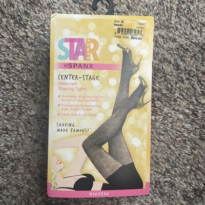 Spanx Star Power Patterned Shaping Women Tights C Nouveau Black Diamond Pattern