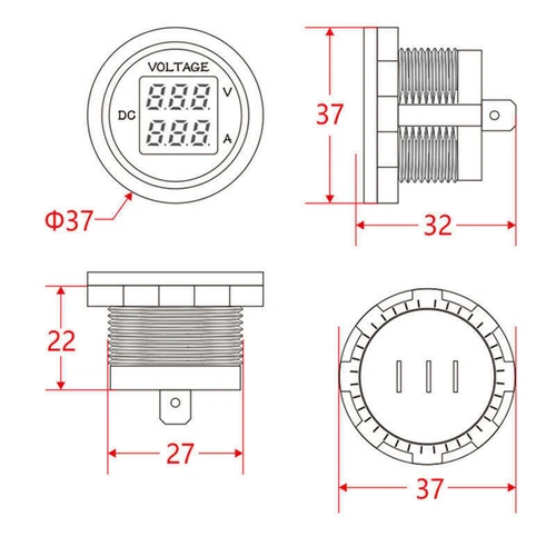 Rund Panel Spannung Amperemeter Amp Volt Meter Monitor Gauge Tester für Marine Boot - Bild 6 von 12
