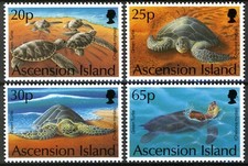 Ascension 1994, Green Turtle set MNH, Mi 633-36 cat €20