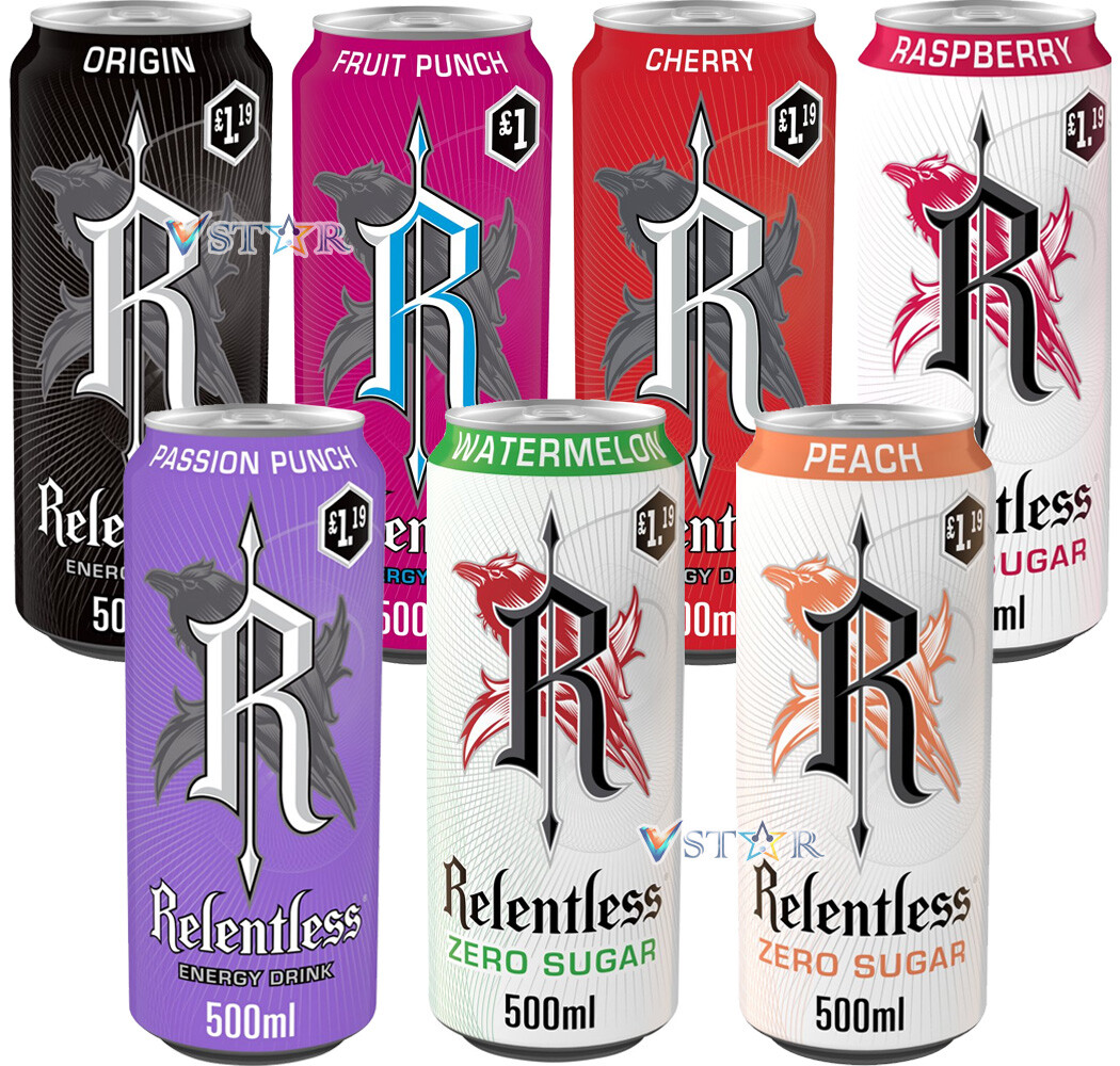 Relentless Origin, Fruit Punch, Cherry, Watermelon, Peach, Energy