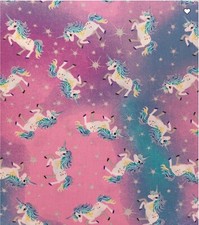 Multicolor Unicorn Fabric with Stars