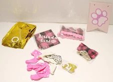 JOTFA Dog Birthday Party Supplies Plaid Bandana Crown Banner Bowtie Balloons