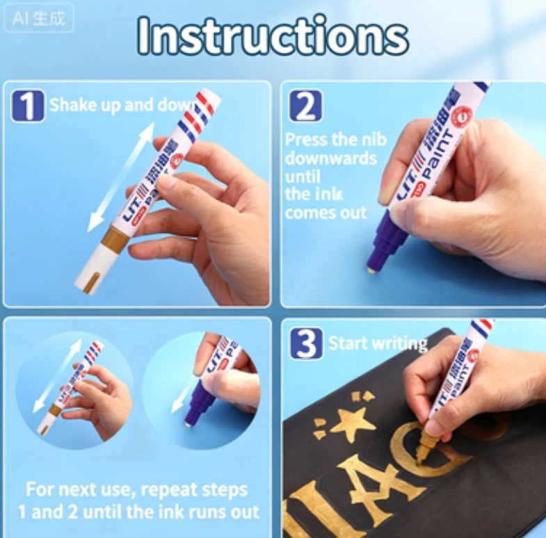 4Pcs Oil Based Paint Pens for Tombstone Repair-Paint Marker Pen-Waterproof - Image 3 of 4