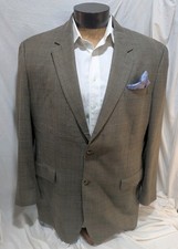 Jos. A. Bank Men's Brown Silk Wool Plaid Sport Coat Blazer 46L NWOT