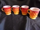 Vintage Fire King Mugs Kimberly Mugs, Orange Set of 4