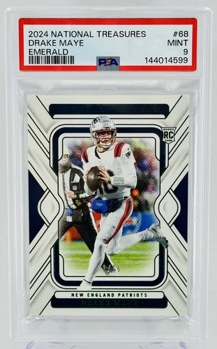 2024 Drake Maye Panini National Treasures Emerald /10 True RC/SP-PATRIOTS-MINT