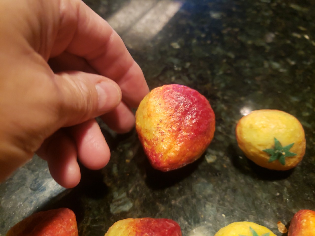 Vintage Italian Alabaster Stone Fruit Strawberries 7 Total