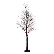 7' Pre-Lit Halloween Deluxe Black Twig Artificial Tree, Orange/Purple LED Lights