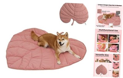 Dog Blanket Mat for Dogs Cats, 47×43'' Leaf Design Pet Blankets Cover Machine 