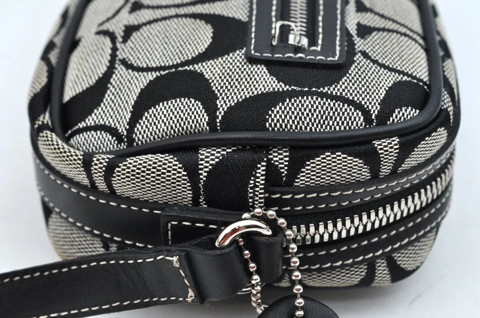 Auténtico Bolso Bandolera de Hombro Coach Signature Lona Cuero Negro 3994N Foto 4 de 4