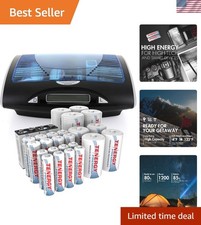 T9688 Battery Charger  26-Pack NiMH Rechargeable Batteries for AA, AAA, C, D...