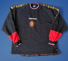 Vintage Manchester United Sweater Top Men’s Large Black Umbro Sharp 90s Football