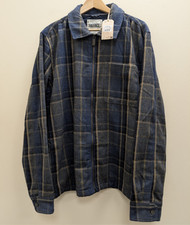 NWT FatFace Jasper Zip Overshirt Mens XL Tall Blue Plaid Wool Blend Jacket