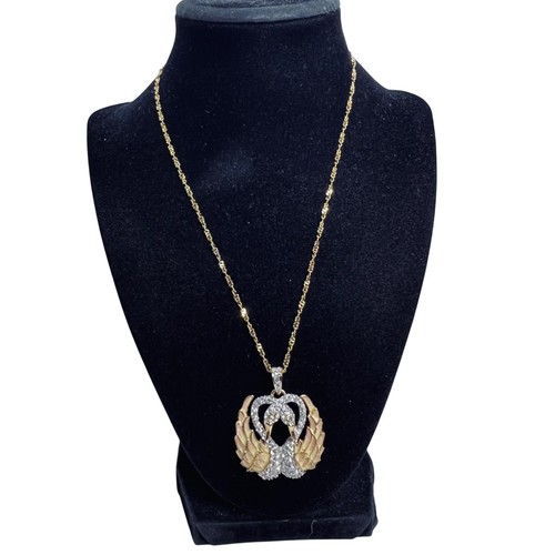 Nolan Miller Gold Tone Necklace With Double Swan Crystal Pendant (6004-1-2)
