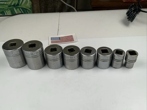 Wizard 7pc 3/8 Drive SAE Sockets, 1in. Max - 3/8in. Min. USA