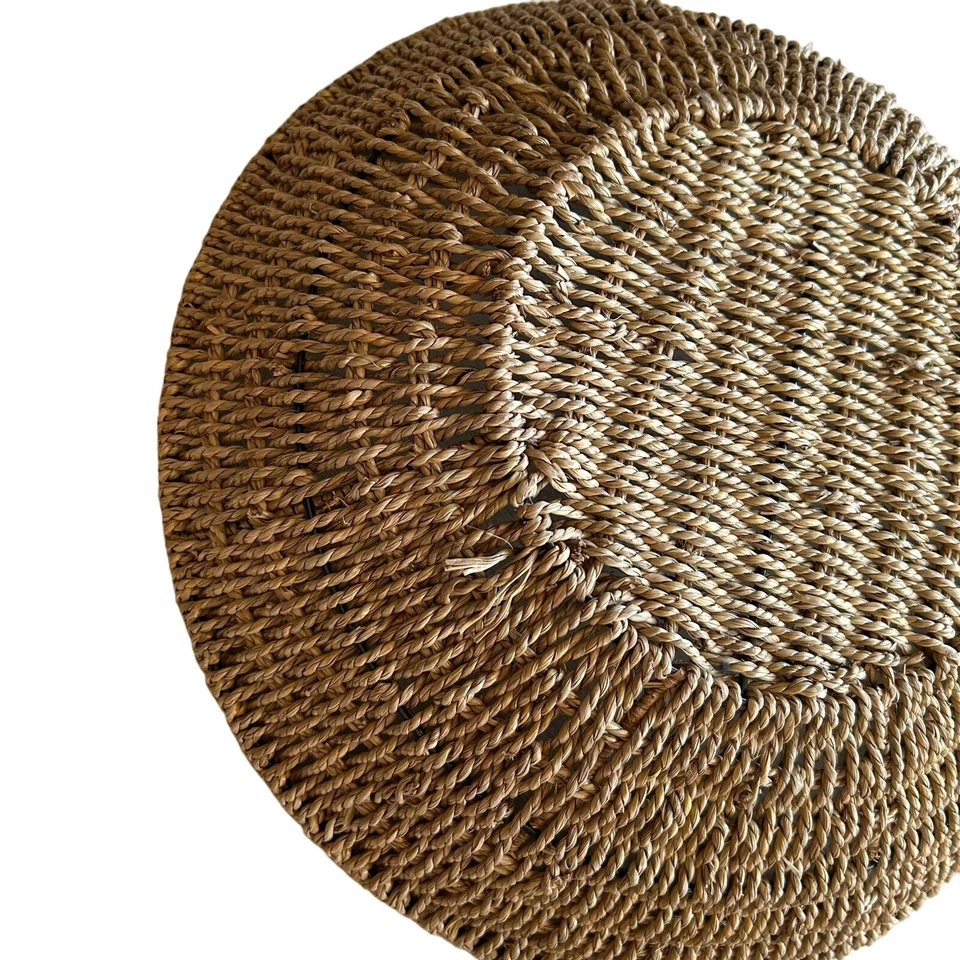 Lg Woven Rattan Straw Bowl fruit Basket Decorative Wall hanging Boho Farmhouse - Image 3 of 4