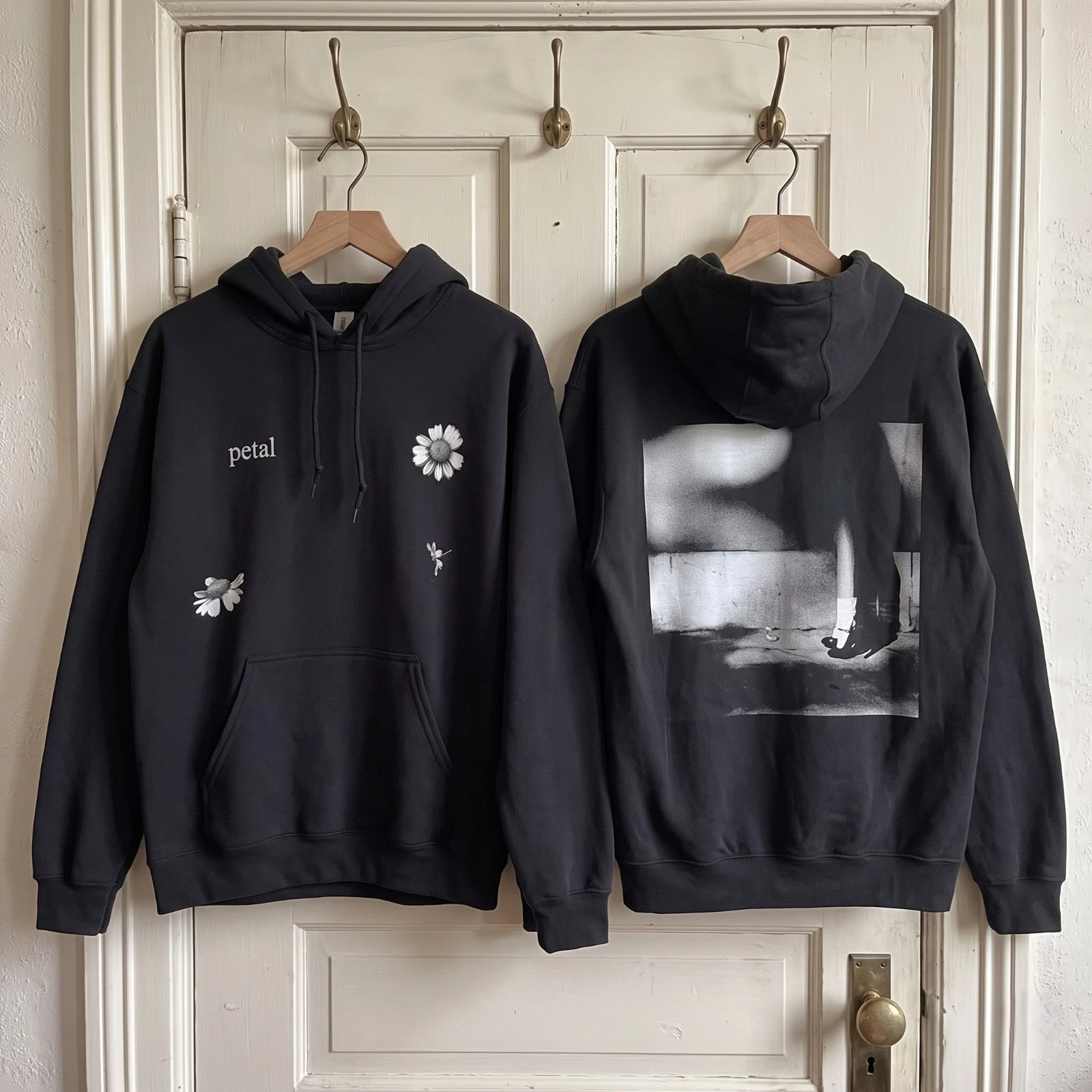 Ariana Petal 2-Sided Graphic Black Hoodie Fairycore Alt Pop