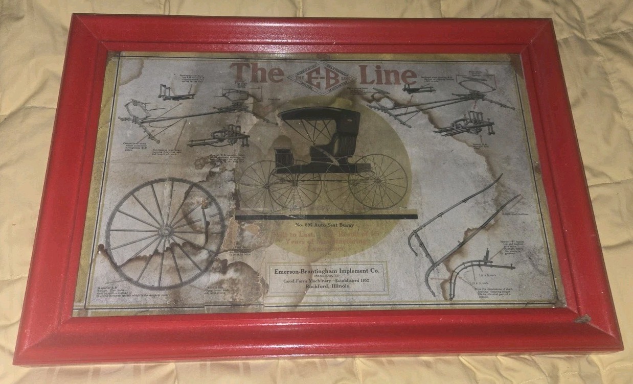 E.B. EMERSON BRANTINGHAM IMPLEMENT Company Ad Framed ROCKFORD ILLINOIS