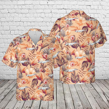 US Navy F 14A Tomcat Fighter Squadron 1 VF 1 Wolfpack Hawaiian Shirt