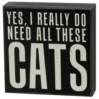 Primitives by Kathy Classic Box Sign All These Cats Pet Lover Rustic Decor Gift