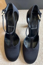 Bally Switzerland Black Grosgrain T Strap Pumps Heels Sz 6